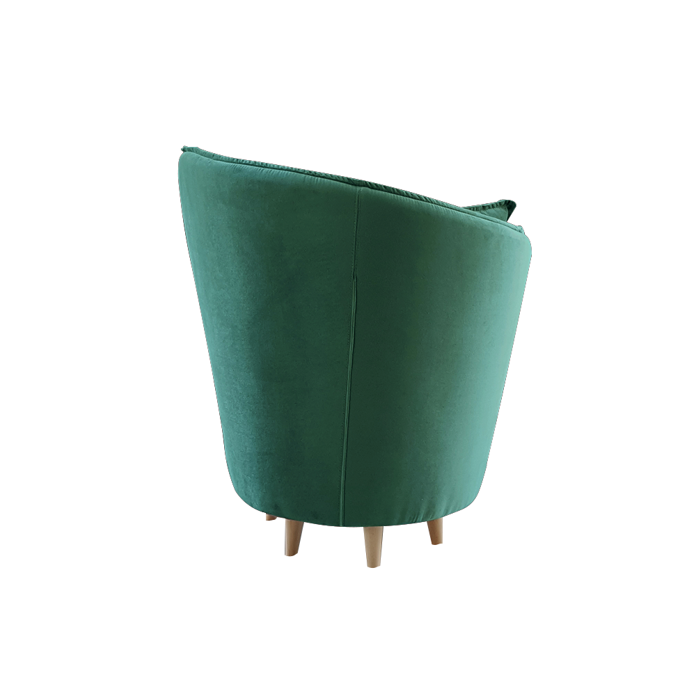 Fotel Art Deco stílusban, smaragd Kronos szövet/tölgy, ROUND NEW