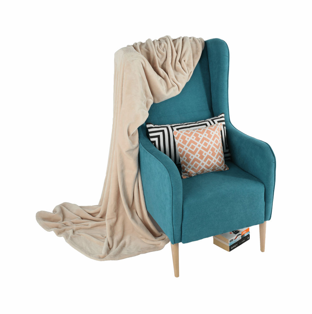 Kényelmes fotel, türkíz/bükk, BREDLY