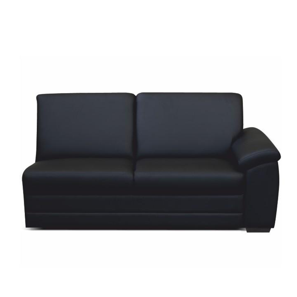 3-személyes kanapé támasztékkal, textilbőr fekete, jobbos, BITER 3 1B