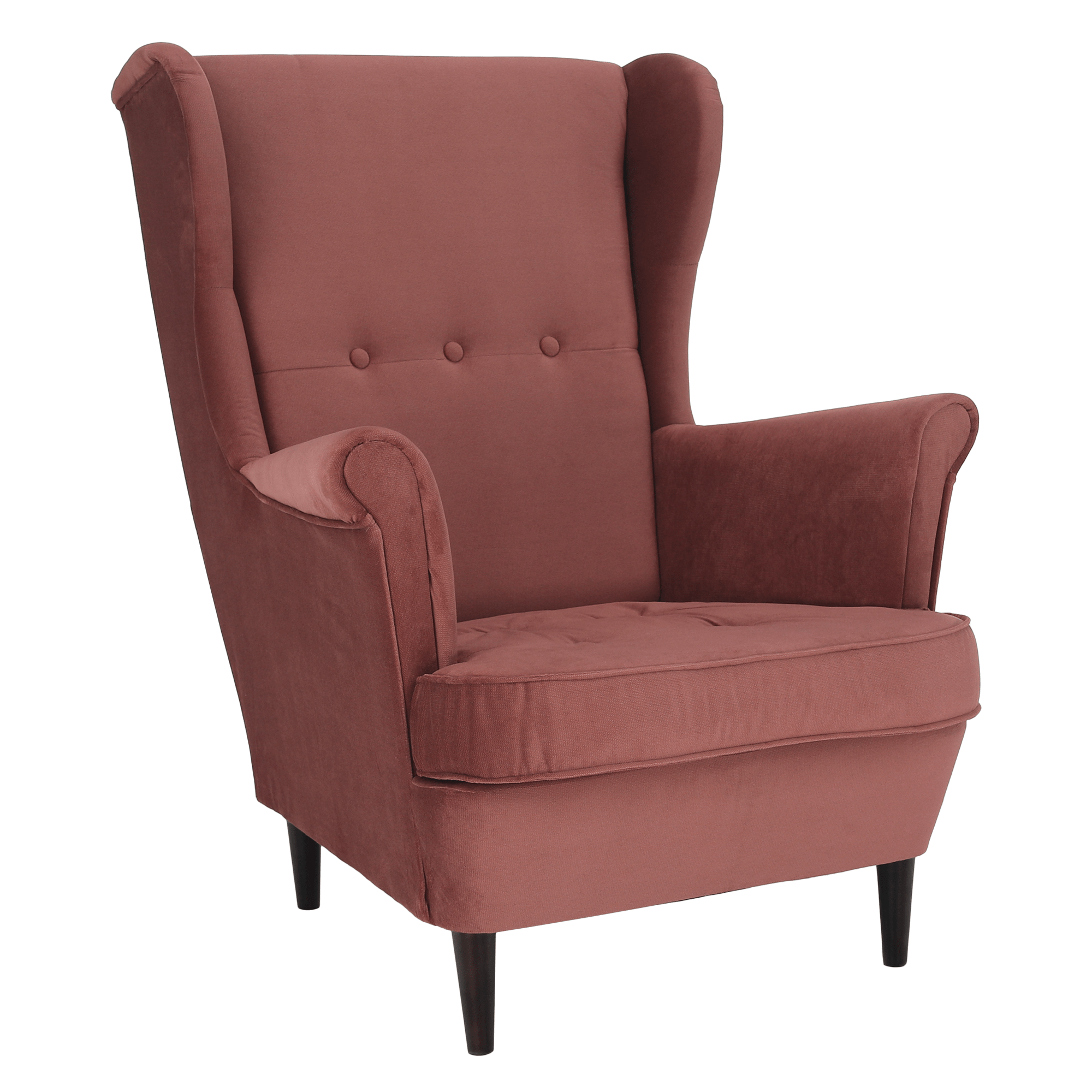 Füles fotel, vén rózsaszín/dió, RUFINO NEW