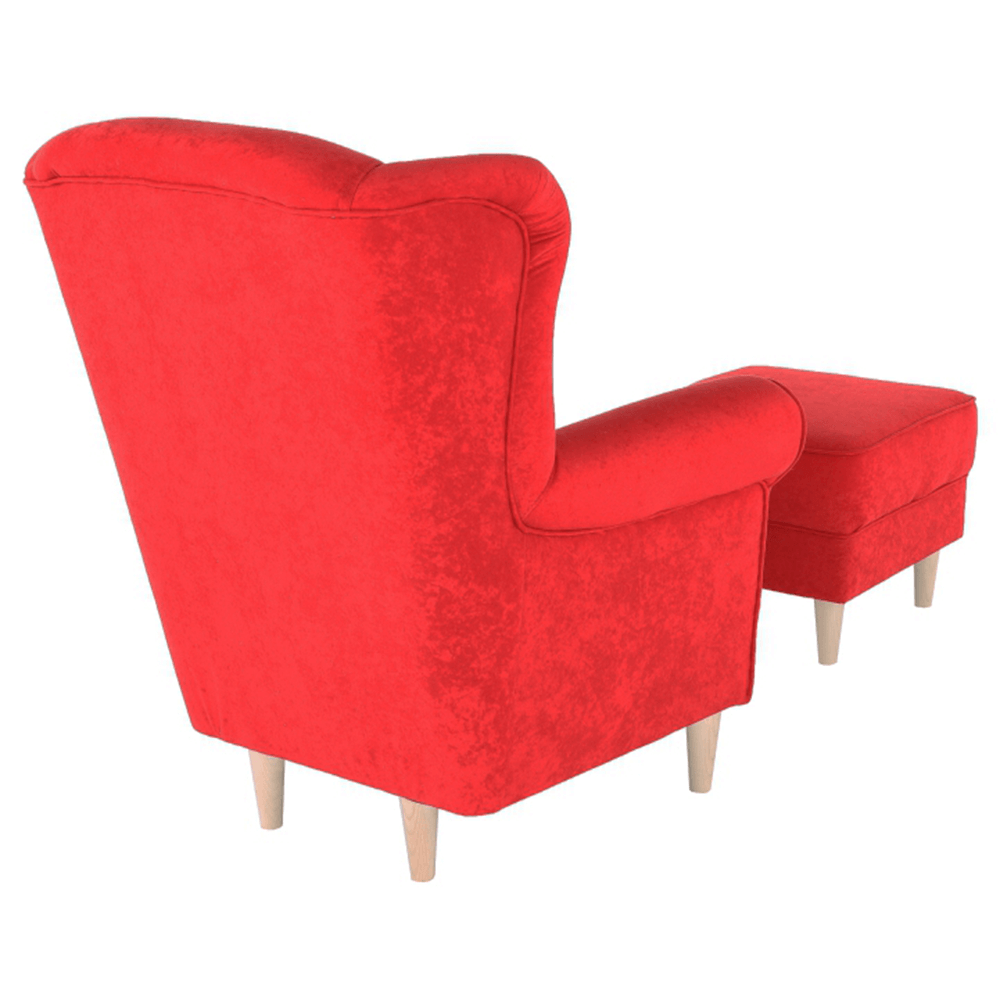 Fotel + puff, piros, ASTRID
