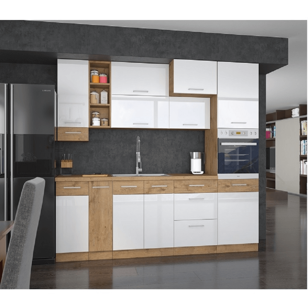 Ajtó beépített mosogatógépre, lancelot tölgy/ fehér extra magas fényű HG, VEGA ZM 570x596