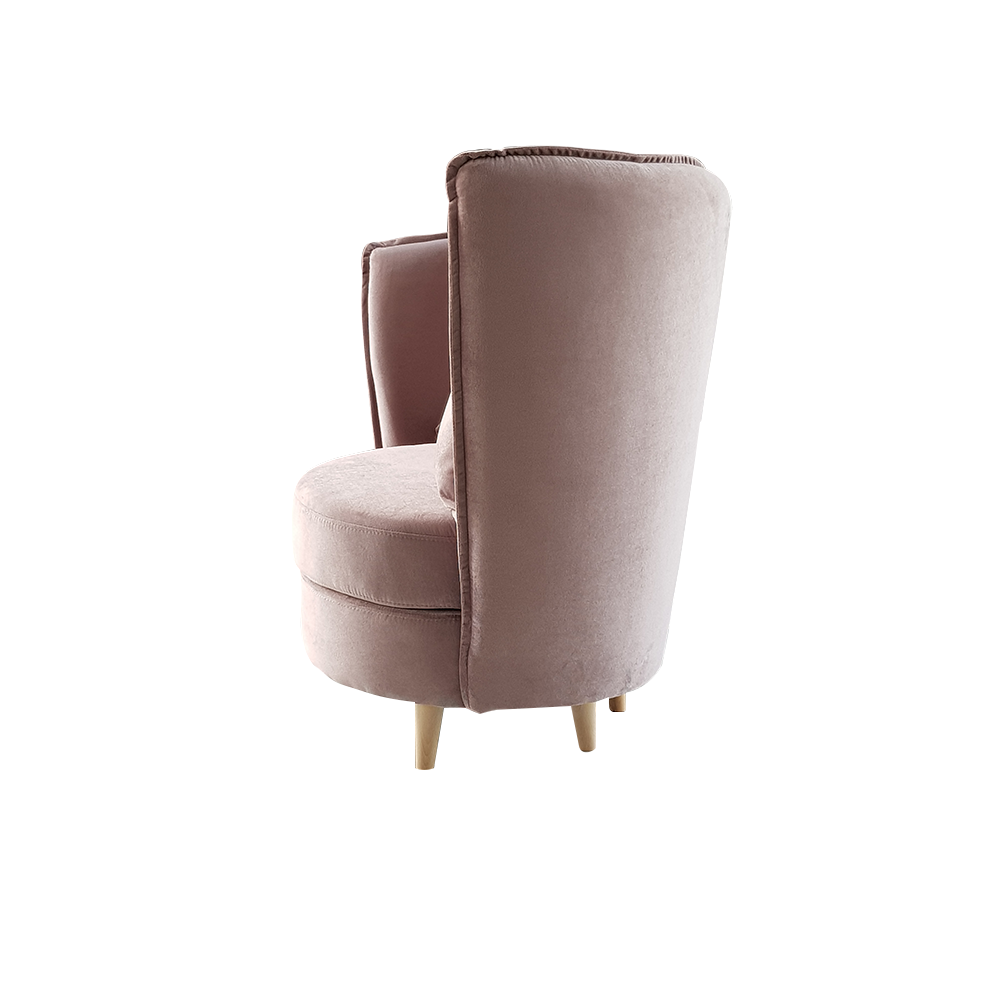 Fotel Art Deco stílusban, rózsaszín Kronos szövet/tölgy, ROUND NEW
