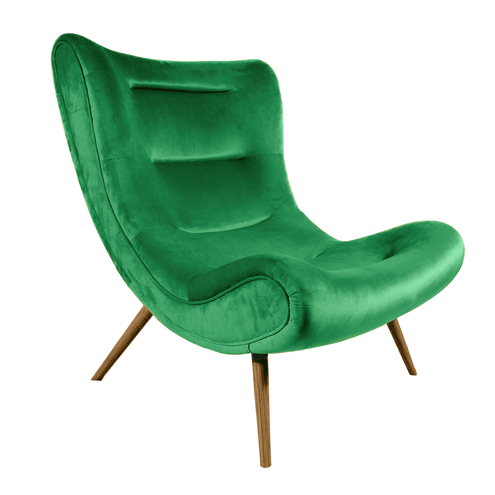 Fotel lábtartóval, zöld Velvet szövet/kaucsukfa, KIRILO