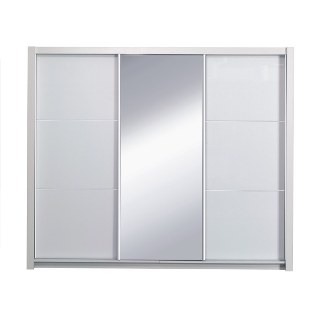Hálószoba garnitúra (Szekrény+Ágy 160x200+2x éjjeliszekrény), fehér/magasfényű fehér HG, ASIENA