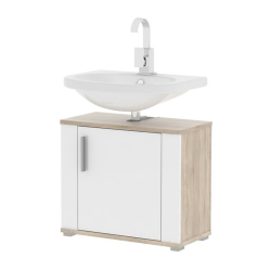 Fürdőszoba kabinet, fehér félig fényes / tölgyfa sonoma, LESSY LI 0