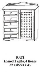 Fenyo-komod-1-ajtos-5-fiokos-Rati