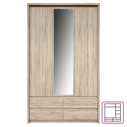 Szekreny-tukorrel-3D4S--tolgy-sonoma--NORTY-TYP-1