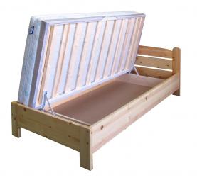 Fenyő egyszemélyes ágy ágykeret ágyneműtartós Bohus matraccal
