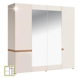 Lynatet 23 4 ajtós szekrény fehér extra magas fényű HG-sonoma tölgyfa trufla színben.