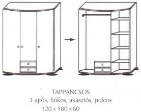 Fenyő szekrény 3 ajtós 2 fiókos Tappancsos