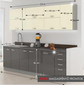 Konyhasor PRADO 260 méretek
