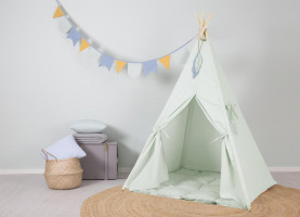 Indiánsátor szőnyeggel és zászlókkal Little Dutch