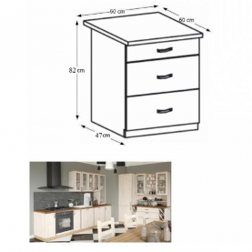 Konyhaszekrény ROYAL D60S3 fiókos alsó szekrény
