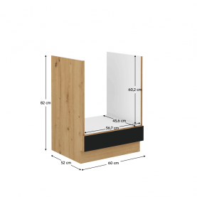 Alsó szekrény beépített tűhelyre, matt fekete/artisan tölgy, MONRO 60 D GAZ BB Alsó szekrény beépített tűhelyre, matt fekete/artisan tölgy, MONRO 60 D GAZ BB