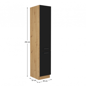 Élelmiszer szekrény, matt fekete/artisan tölgy, MONRO 40 DK-210 2F Élelmiszer szekrény, matt fekete/artisan tölgy, MONRO 40 DK-210 2F