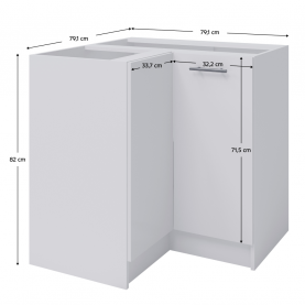 alsó sarokszekrény, fehér, FABIANA S - 90N alsó sarokszekrény, fehér, FABIANA S - 90N