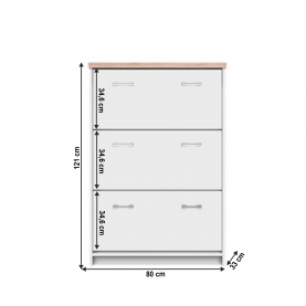 Cipősszekrény 3k, DTD laminált, fehér/tölgy sonoma, TOPTY TYP 10