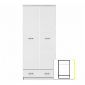 kétajtós szekrény 2D1S, fehér/tölgy sonoma, TOPTY kétajtós szekrény 2D1S, fehér/tölgy sonoma, TOPTY