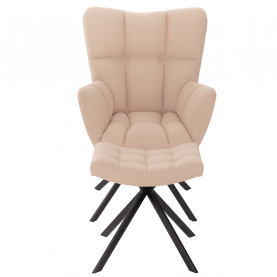 Dizájnos forgó fotel lábtartóval, bézs/fekete, KOMODO TYP 2