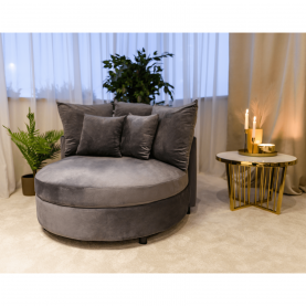 Kerek fotel, Velvet szövet szürke, SALOTO