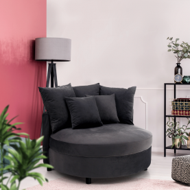 Kerek fotel, Velvet szövet szürke, SALOTO