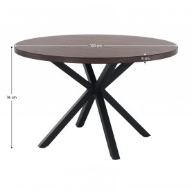 Étkezőasztal, sötét tölgy/fekete, átmérő 120 cm, MEDOR Étkezőasztal, sötét tölgy/fekete, átmérő 120 cm, MEDOR
