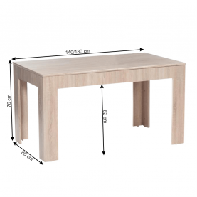 Étkezőasztal összecsukható, sonoma tölgyfa, 140-180x80 cm, ADMIRAL