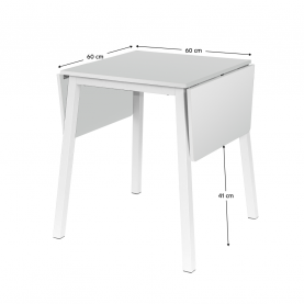 Étkezőasztal, MDF fóliázott/fém, fehér, 60-120x60 cm, MAURO