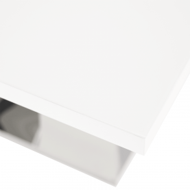 Étkezőasztal, nyitható, fehér extra magasfényű/acél, 160-220x90 cm, PERAK