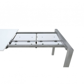 Étkezőasztal, nyitható, MDF/fém, fehér extra magasfényű HG, 150-190-230x90 cm, DARO