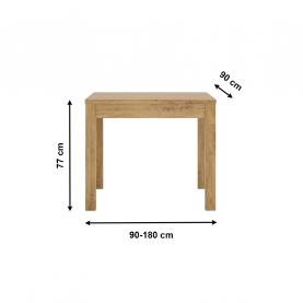 Étkezőasztal, széthúzható, shetland tölgy, 90-180x90 cm, SHELDON TYP 76