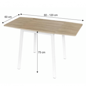 Étkezőszék, MDF fóliázott/fém, tölgy sonoma/fehér, 60-120x60 cm, MAURO