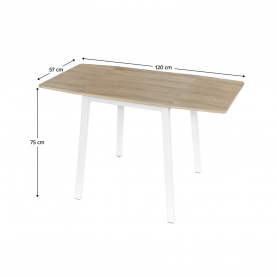 Étkezőszék, MDF fóliázott/fém, tölgy sonoma/fehér, 60-120x60 cm, MAURO Étkezőszék, MDF fóliázott/fém, tölgy sonoma/fehér, 60-120x60 cm, MAURO