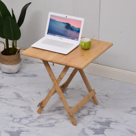 Asztal, natúr bambusz, 58x58 cm, DENICE