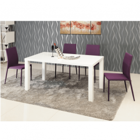 Étkezőasztal, fehér magas fény HG, 160x80 cm, ASPER NEW TIP 4