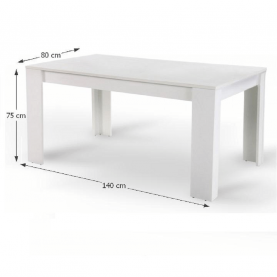Étkezőasztal, fehér, 140x80 cm, TOMY NEW