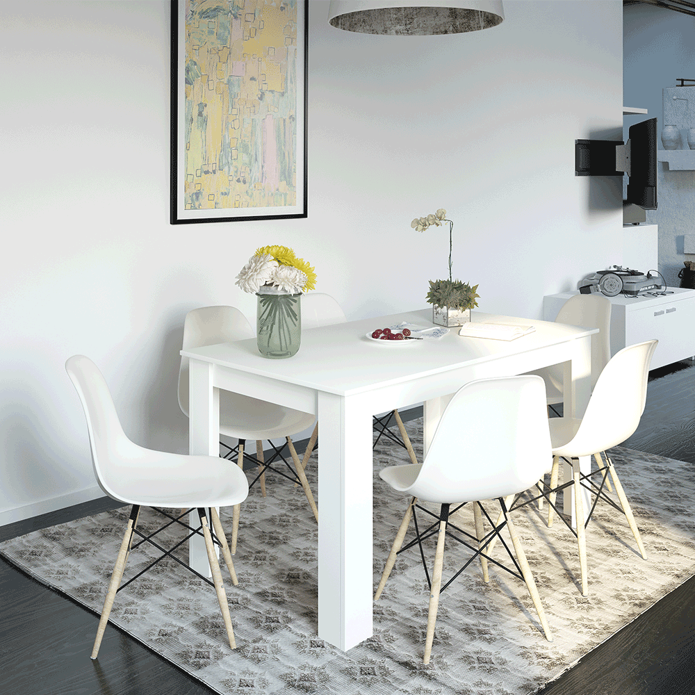 Étkezőasztal, fehér, 140x80 cm, GENERAL NEW