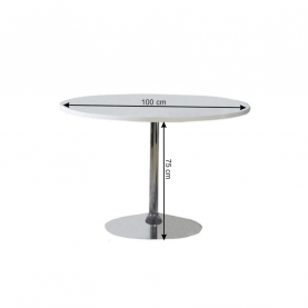 Étkezőasztal, fehér, extra magasfényű HG, átmérő 100 cm, PAULIN