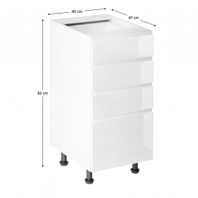 Alsószekrény, fehér/fehér extra magasfényű, AURORA D40S4
