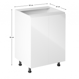 Alsószekrény, fehér/fehér extra magasfényű, AURORA D602F