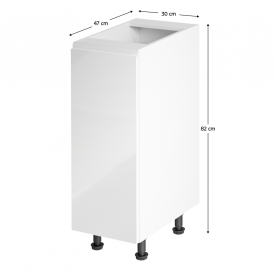 Alsószekrény, fehér/fehér extra magasfényű, balos, AURORA D30