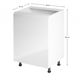 Alsószekrény, fehér/fehér extra magasfényű, balos, AURORA D601F