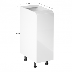 Alsószekrény, fehér/fehér extra magasfényű, jobbos, AURORA D30 Alsószekrény, fehér/fehér extra magasfényű, jobbos, AURORA D30