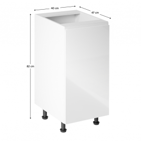 Alsószekrény, fehér/fehér extra magasfényű, jobbos, AURORA D40 Alsószekrény, fehér/fehér extra magasfényű, jobbos, AURORA D40