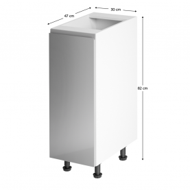 Alsószekrény, fehér/szürke extra magasfényű, balos, AURORA D30