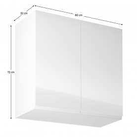 Felsőszekrény, fehér/fehér extra magasfényű, AURORA G80