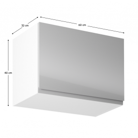 Felsőszekrény, fehér/szürke extra magasfényű, AURORA G60K
