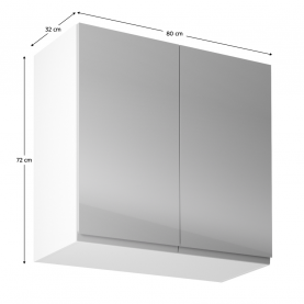 Felsőszekrény, fehér/szürke extra magasfényű, AURORA G80