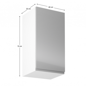 Felsőszekrény, fehér/szürke extra magasfényű, jobbos, AURORA G40 Felsőszekrény, fehér/szürke extra magasfényű, jobbos, AURORA G40